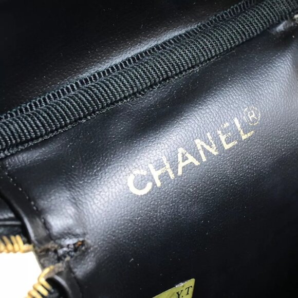 CHANEL CC Logo Vanity Hand Bag Caviar Skin Leather Black GHW Vintage 25RK294 - Picture 14 of 16